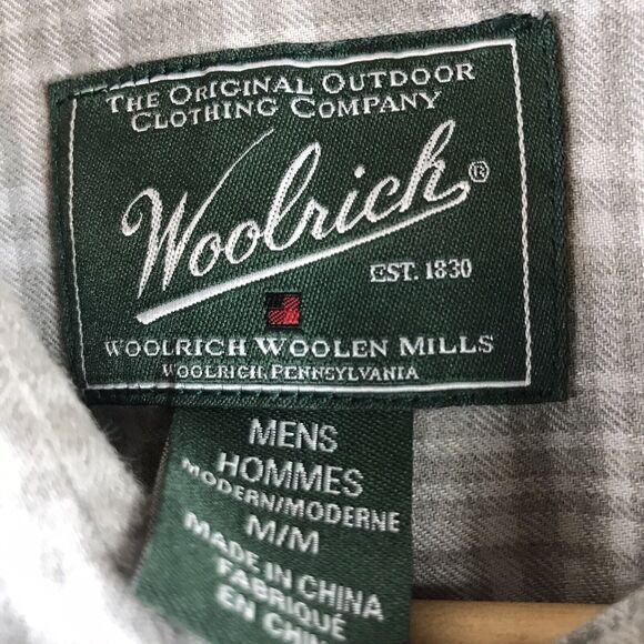 WOOLRICH Mens Medium Zen Hollow Convertible Sleeve Modern Fit Shirt Gray Beige - Picture 2 of 5